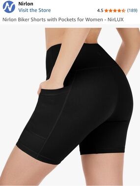 Nirlon NWT Black High-Rise Bike Shorts with Side Pockets Size 12 #Lux-E